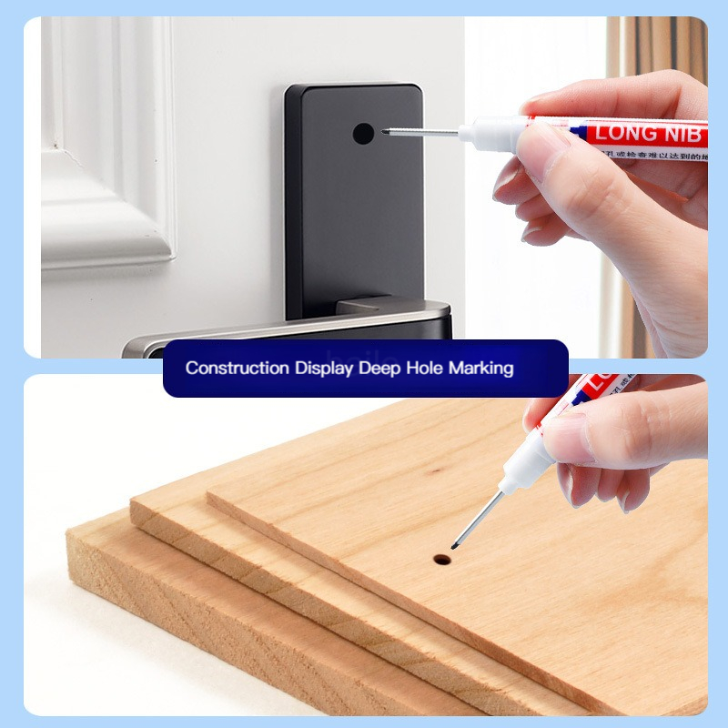 Haile Deep Hole Long Nib Multi-Purpose Marker Pens Waterproof Mechanical Carpentry Bathroom Woodworking Construction Marking Pen
