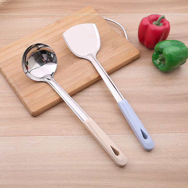 Rvs Draaiers Lepel Spatel Scoop Tarwe Stro Schop Turner Koken Gereedschap Holder Chinese Japanse Keuken Untesils 1 PC