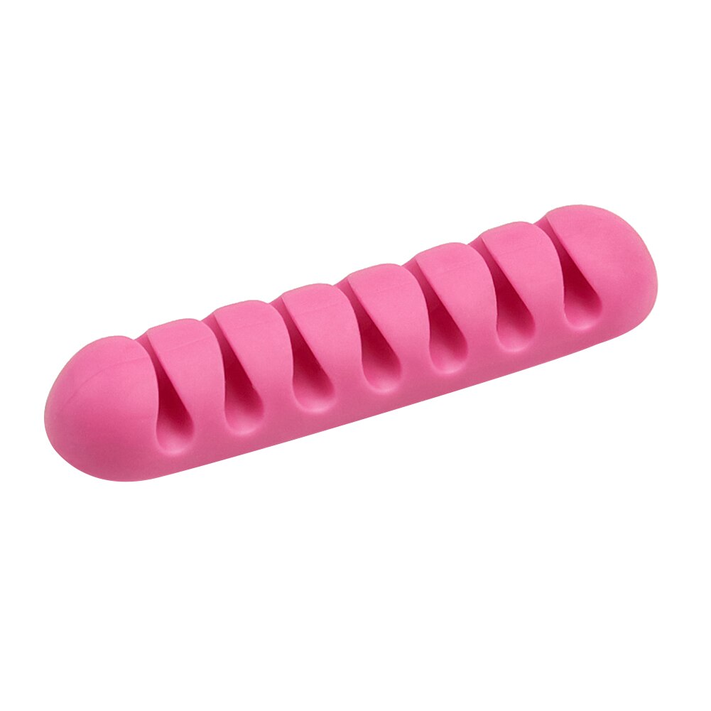 7Holes Silicone Cable Winder USB Cable Organizer Wire Winder Cable Management Clips for Mouse Headphone Earphone Cable Holder: Pink