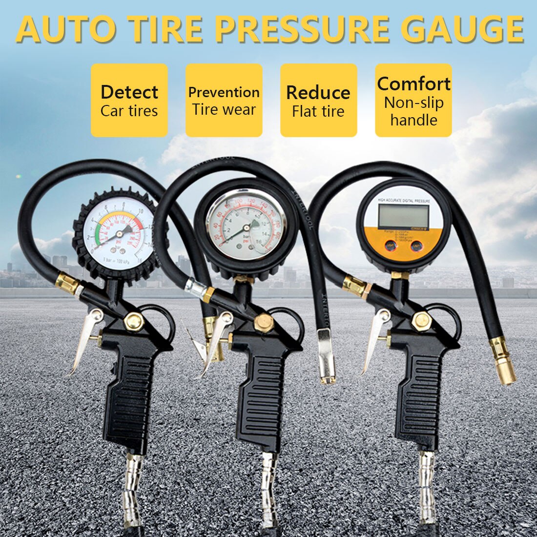 0-220 psi bil digital lcd-skærm luftdæktrykmåler bil dæk lufttryk inflator gauge monitor eu / us / ja