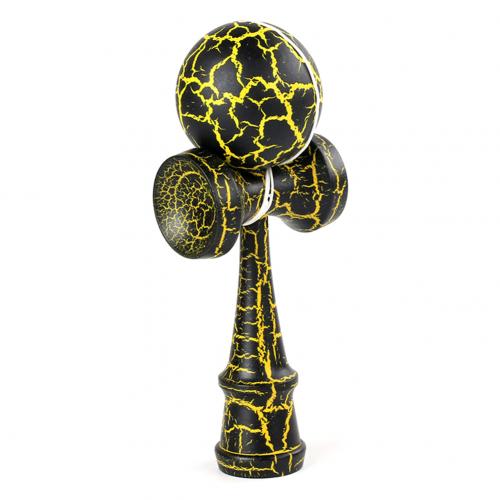 Houten Crack Verf Kendama Jongleren Bal Speelgoed Japanse Traditionele Fidget Outdoor Sport Stress Relief Speelgoed Volwassen Kinderen: Black Yellow