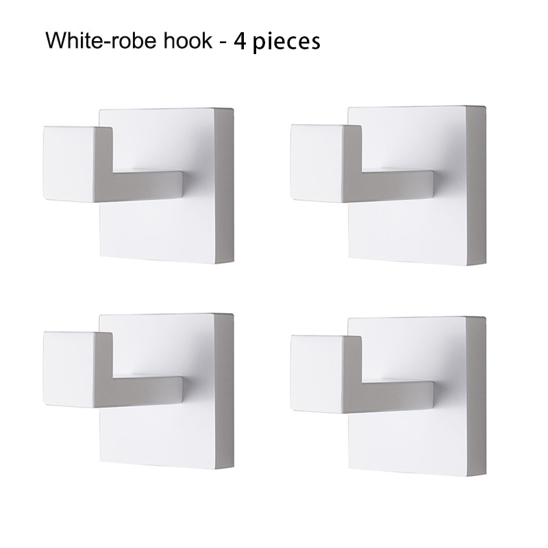 Matte White Bathroom Hardware Accessories Robe Hook Toilet Paper Holder Towel Holder Bar Towel Rail Rack Toilet Brush: black