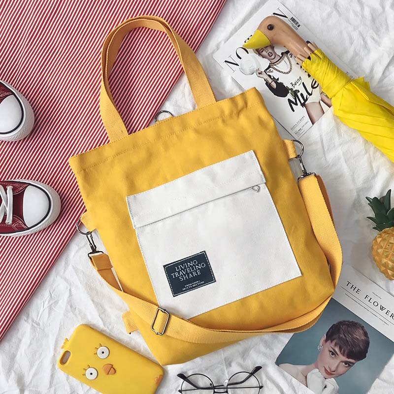 Ins urso quente decoração mulher saco de compras uso diário estilo coreano crossbody lona totes multi-função meninas saco de livro mochila novo: YELLOW1