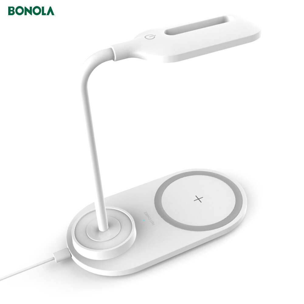 Bonola 10W Draadloze Opladen Led Tafellamp Voor Samsung S20/S10/Note10 Snelle Draadloze Oplader Voor Iphone 11pro/Xr/Xs/8 Verstelbare: Default Title