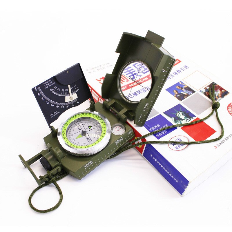 Multifunctional American Compass with Scale, Level, Vertical Dial, Incline Meter, Luminous Survival Source Outdoor Compass