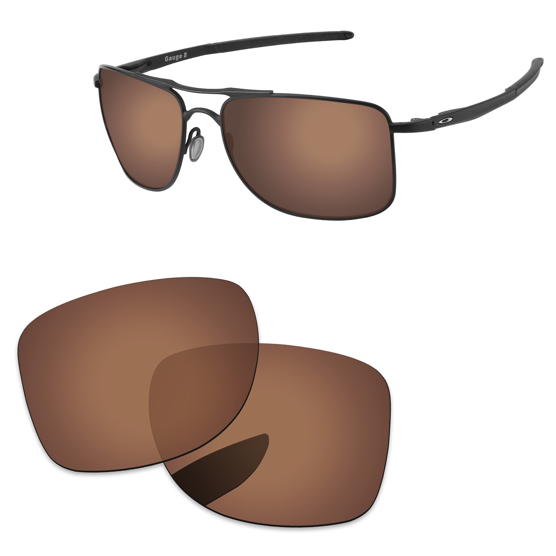 Alphax Vervanging Lenzen Voor Authentieke Gauge 8 L OO4124-62 Zonnebril Gepolariseerde-Meerdere Opties: Copper Brown