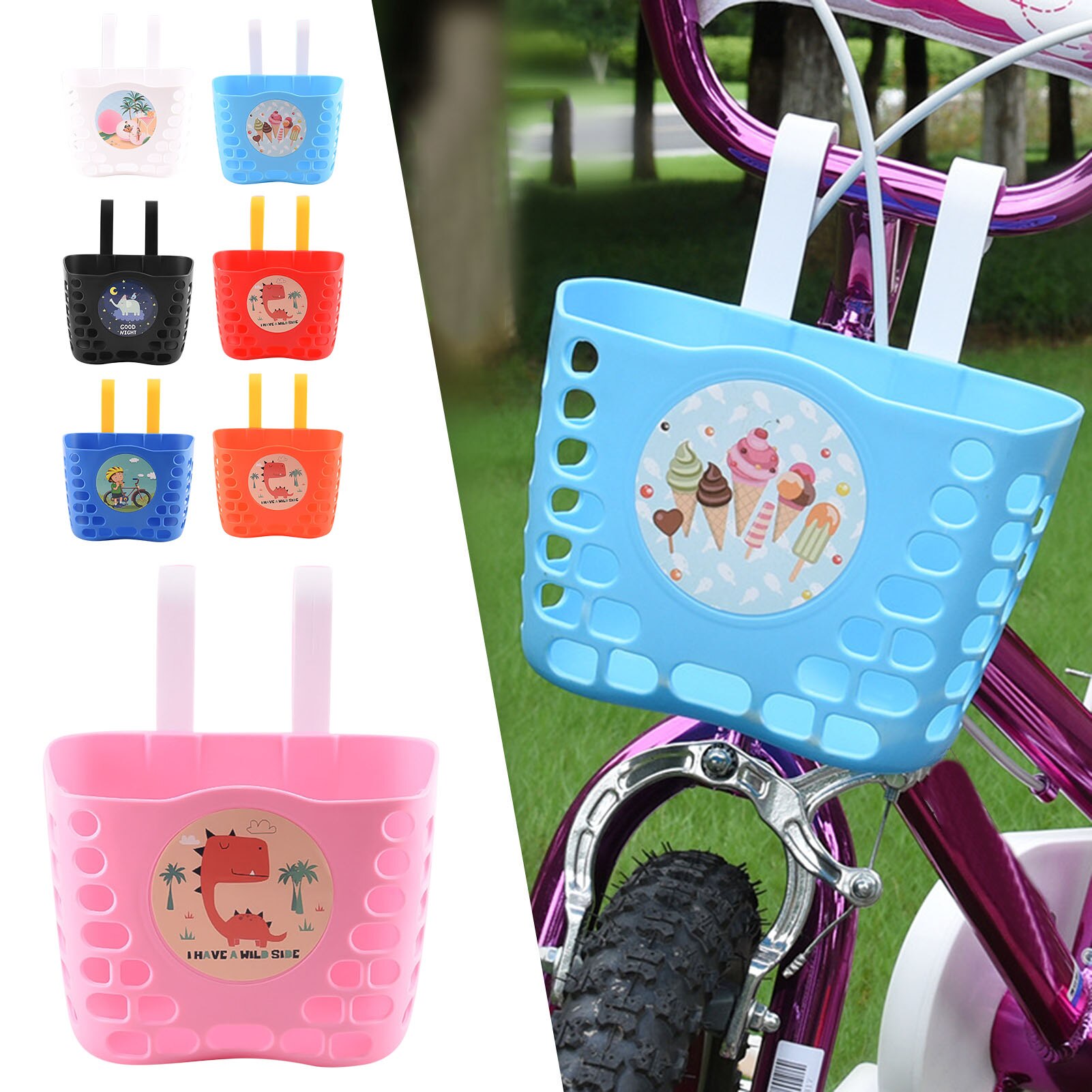 Kids Bike Pannier Basket Children Bicycle Scooter Front Basket Hanging Outdoor Cycling Storage Front Shopping Kids Accessories