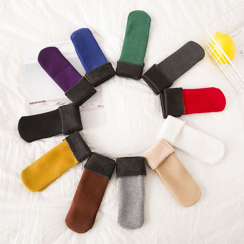 Abstand verdicken Thermische Kaschmir Wolle Boden Socken Kinder Schnee Stiefel Socken Casual Zufällige Farbe Baumwolle Kinder Winter Warme Socken