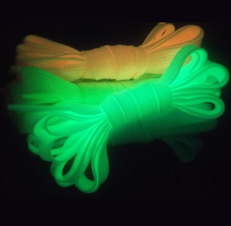 Lysende snørebånd atletisk sport flade lærred sko snørebånd lyser i mørk nat farve fluorescerende snørebånd 120cm