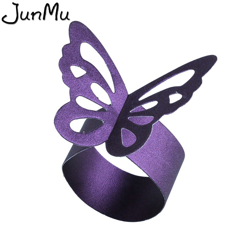 Butterfly Paper Servetringen Voor Bruiloft Decoratie Feestartikelen Diner Banket Tafel Decoratie Accessoires 50 Stks/partij: purple