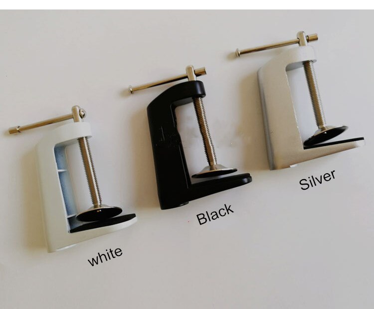 Black/White Adjustable Table Lamp Mount Stand Swing Arm Clip Holder Carpentry Lamp Fixed Metal Base Clip Anti-Slip Bracket Clamp