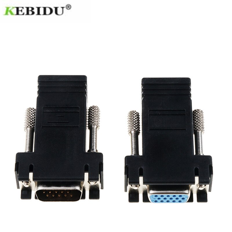 kebidu RJ45 LAN CAT5 CAT6 to VGA Extender Adapter Plug Network Cable Practical Connector Converter for PC Laptop