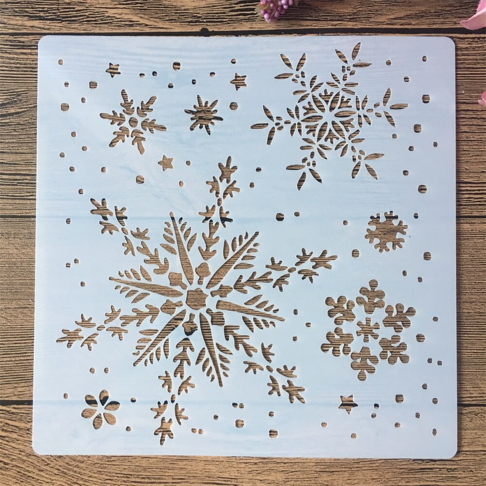 4 Pz/set 20*20 centimetri Fiocco di Neve Inverno FAI DA TE Stratificazione Stencil Pittura Murale Scrapbook Colorazione Goffratura Album Decorativo Modello