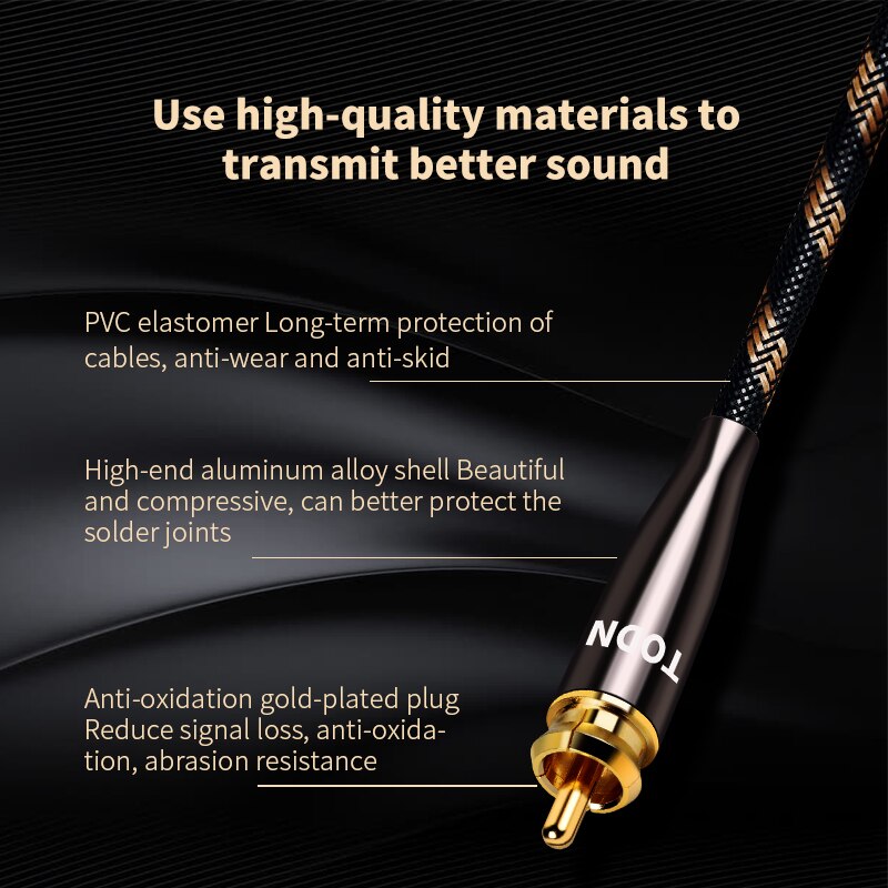 TODN Audio Cable Male to Male 75Ω Premium SPDIF Coaxial RCA Cable for Sound Bar CD DVD Digital TV