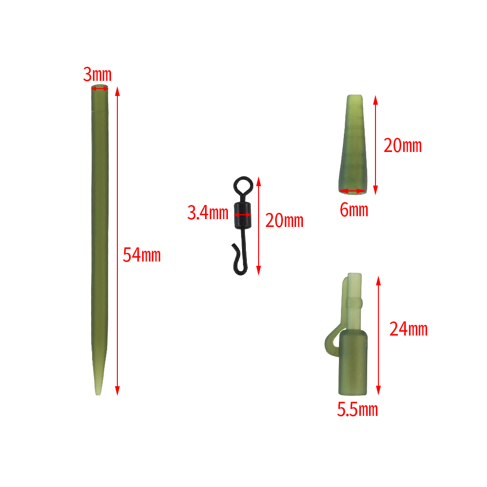 Aparejo de pesca de carpa de 40 piezas, Clips de plomo de seguridad de plástico, cono de goma de cola, manga antienredos, aparejo giratorio de cambio rápido M20