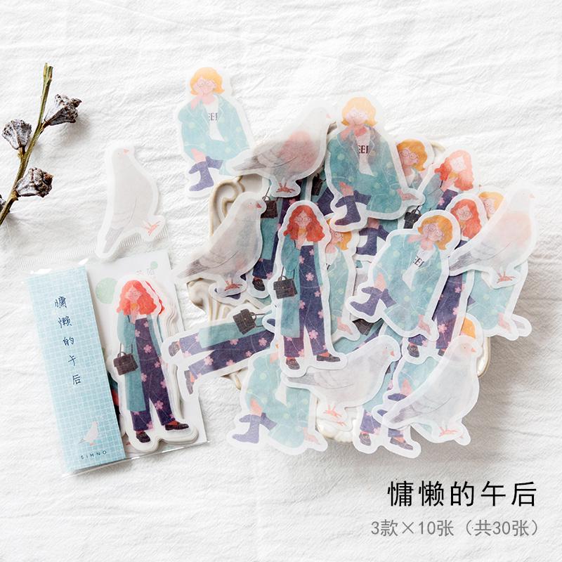 30pcs/lot Kawaii Girls Flowers Stickers Set Scrapbooking Stickers For Journal Planner Diy Crafts Scrapbooking Diary: D