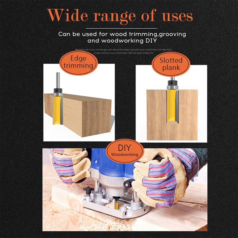 8mm Shank Flush Trim Router Bit Pattern Bit Top Bottom Bearing 5/8" Blade Template Wood Milling Cutter Carpenter