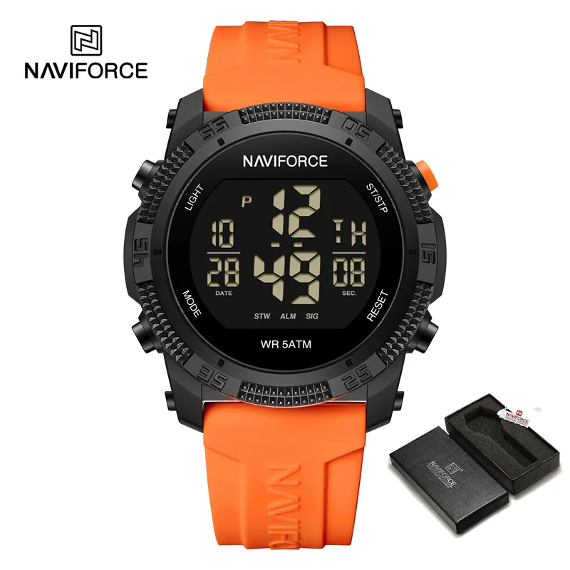 NAVIFORCE NF7104 Men's LCD Digital Casual Date and Week Alarm Waterproof Silicone Strap Electronic Watch: green