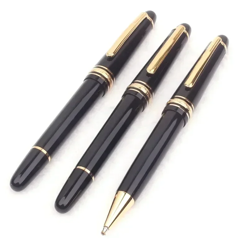 Monte Meisterstuck Coleção Esferográfica de Resina Preta MB Rollerball Canetas Revestidas de Platina Número da Série 163 dar Caneta Blance