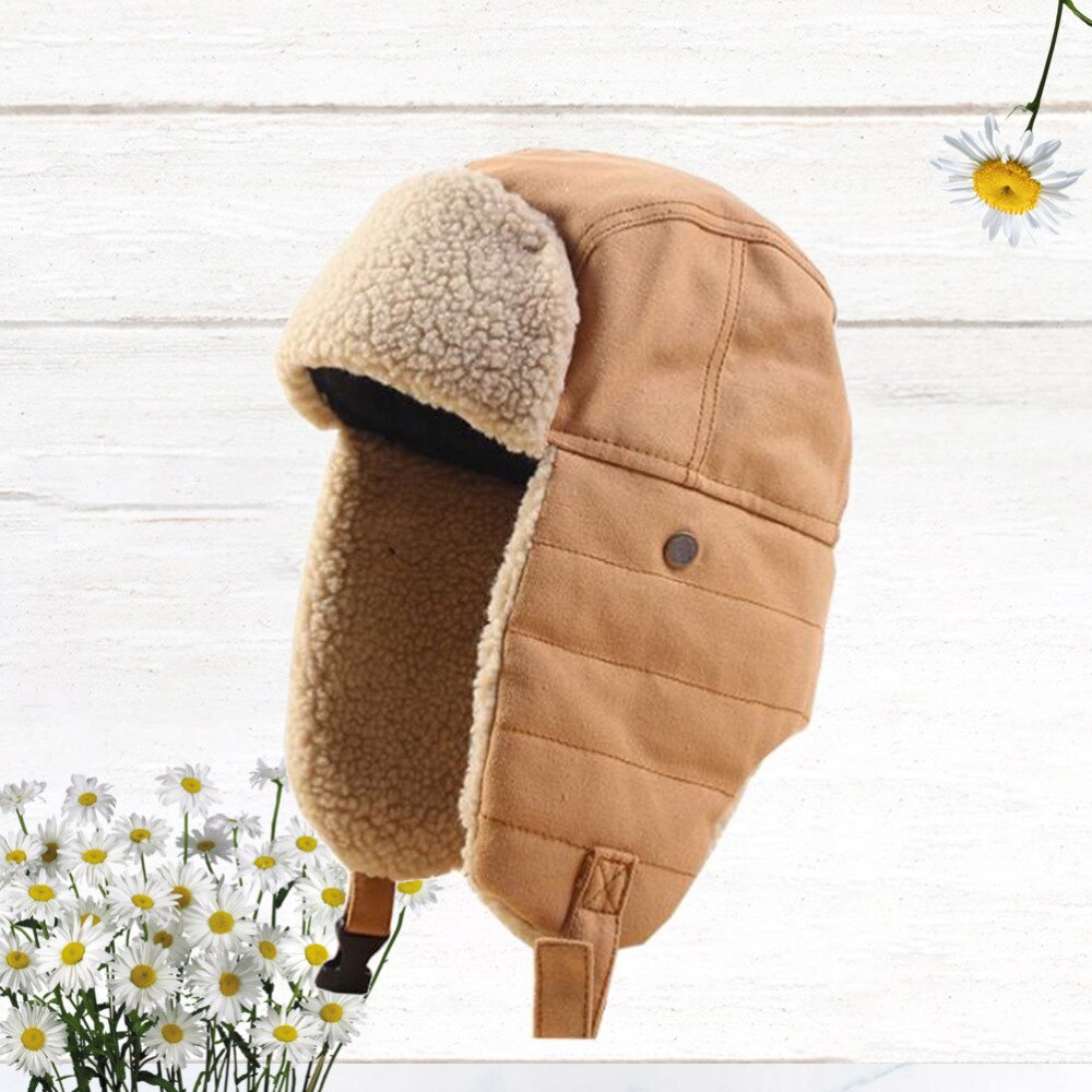 Lei Feng Hat - Unisex Winter Riding Cap - Adjustable Ear Flap for Cycling Skiing - Khaki: Default Title