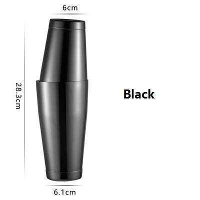 Boston Shaker Stainless Steel Cocktail Shaker Japanese Style Bartender Cocktail Shaker Bar Tools: black