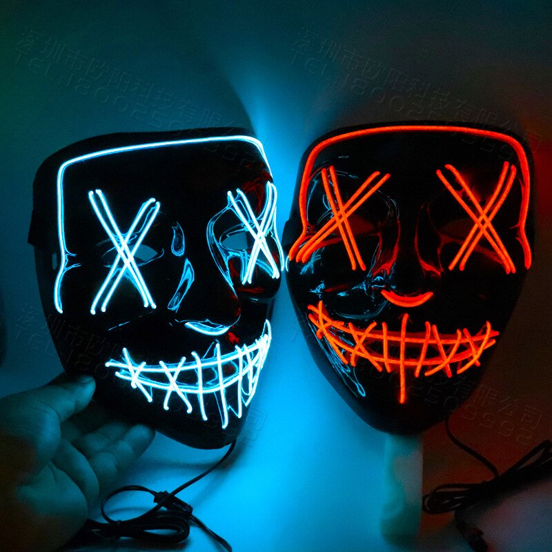 Halloween glowing mask ghost dance with blood flashing horror thriller LED mask electric sound bar party Halloween decoration