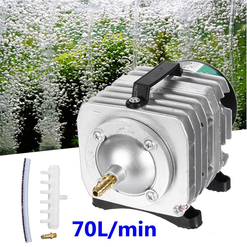 45W 220V 70L/min Electromagnetic Air Compressor Pump Oxygen Aquarium Fish Pond Compressor Hydroponic Air Aerator Pump ACO-318