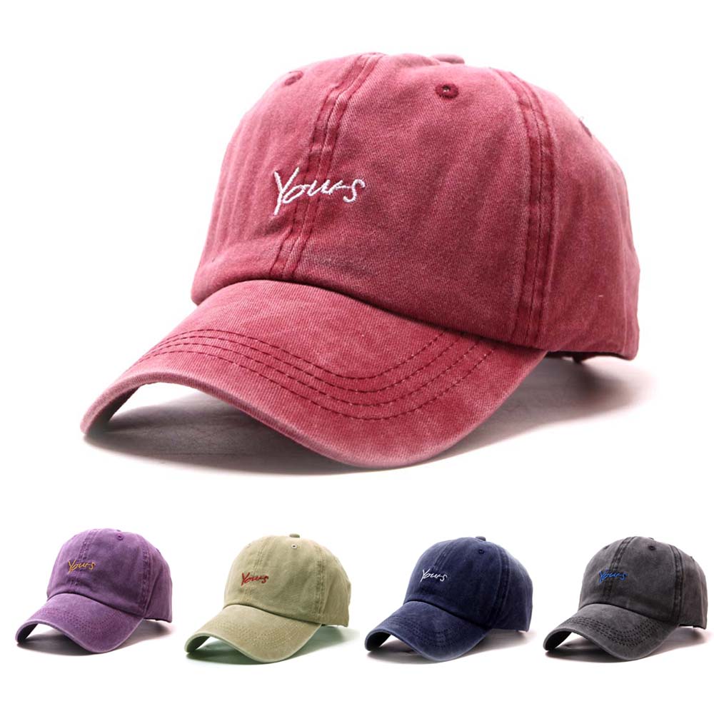 Justerbare vintage bogstaver far hat vasket bomuld retro baseball hat til mænd kvinder