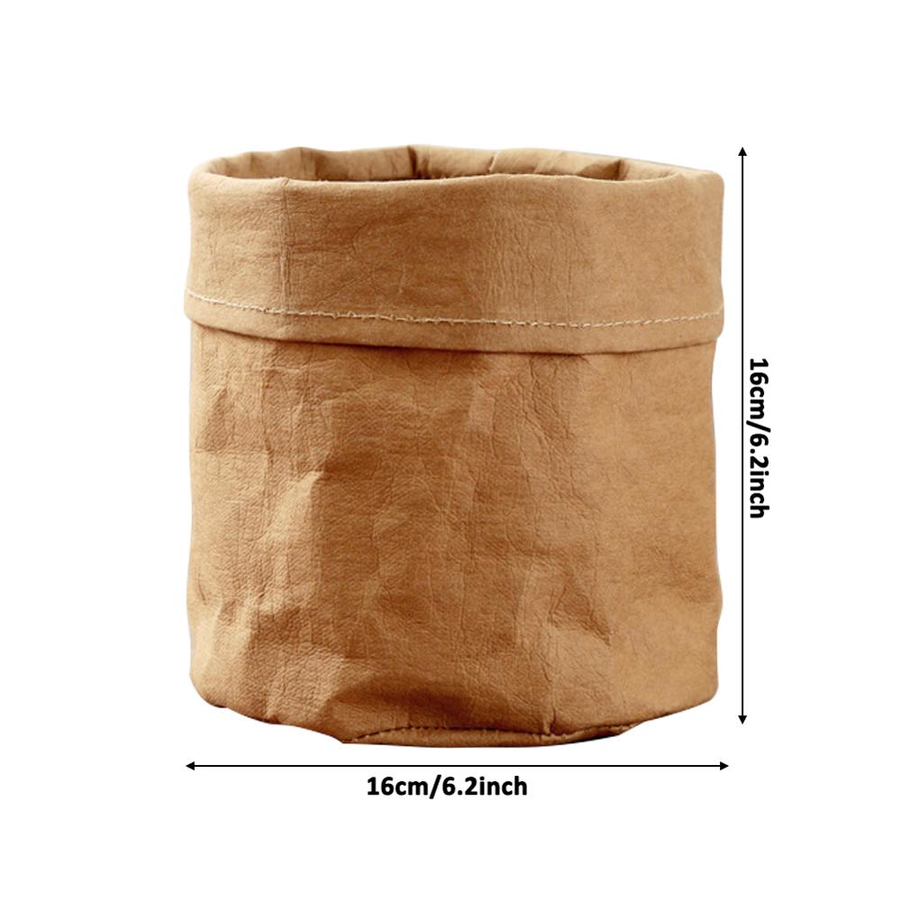 2 Color Waterproof Eco-friendly Kraft Paper Flower Pot Holder Reuseable Plant Pot Drouble Multifunction Desktop Home Storage Bag: True color L