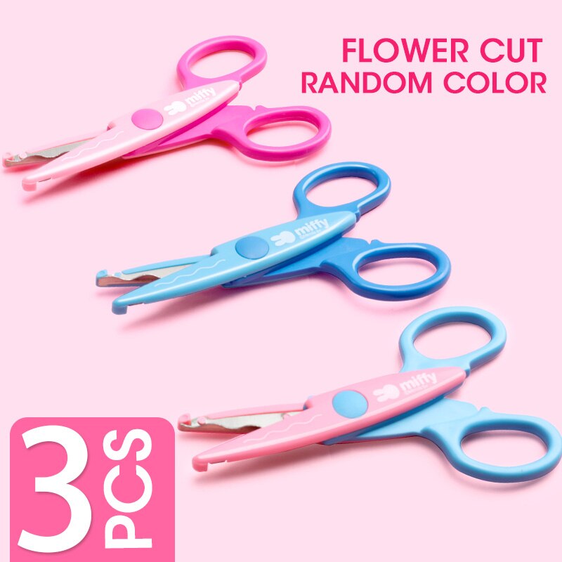 M&G SAFE Plastic Kids Scissors Children Flower Cutting Mini Andstal Paper Scissor Folding Craft Scissor for School Supplies: 3pcs Flower Cut