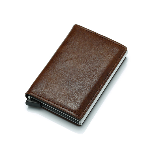 Cizicoco Antidiefstal Mannen Vintage Creditcardhouder Blokkeren Rfid Portemonnee Pu Lederen Unisex Security Informatie Metal Purse: Coffee