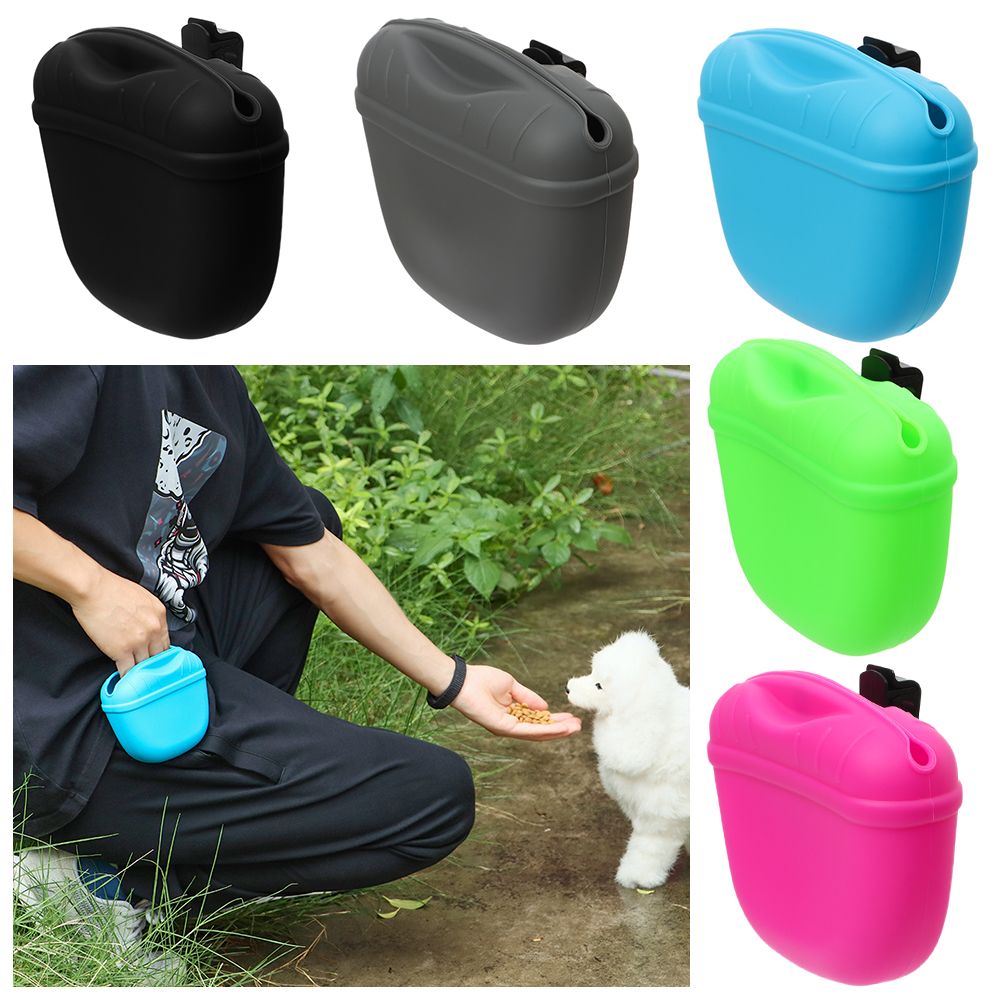 Portable Silicone Snack Bag Feed Dogs Treat Pouch Waist Pack Pet Training Bag Bundle Pocket