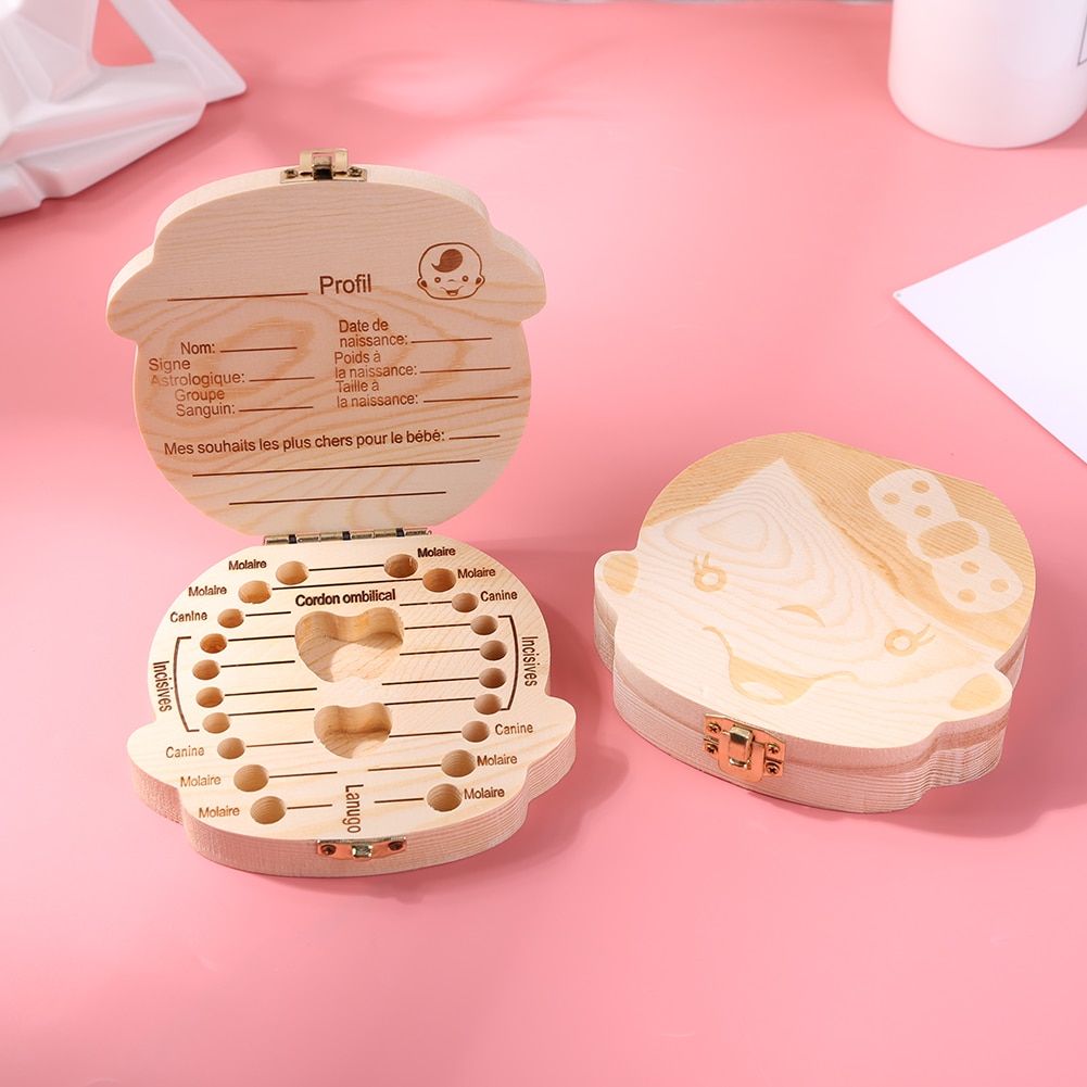 Wooden Baby Tooth Box Kids Teeth Storage Box Teeth Umbilical Lanugo Organizer Milk Teeth Collect Keepsakes Save