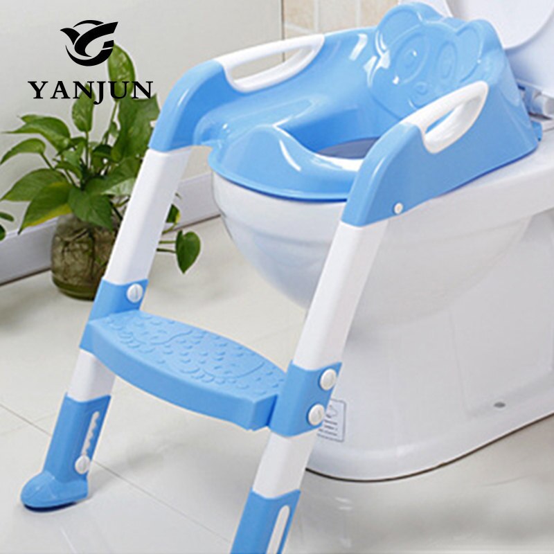 Sgabello baby toiletsæde sammenklappelig pottetræner stol trin med justerbar stige spædbørn børn yj -2081 vægmonteret skammel: Blå