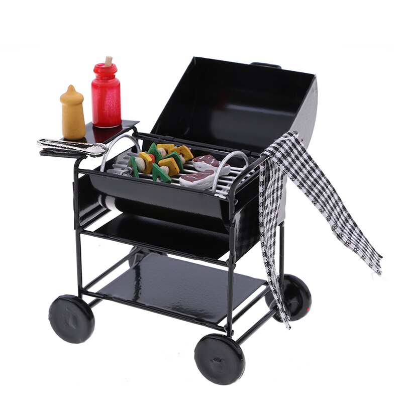 1einstellen Mini Nette BBQ Lebensmittel Grill Miniatur Ornamente Für 1/12 Skala Puppe haus Gerät Küche Lebensmittel Möbel Für Puppenhaus freundlicher Spielzeug