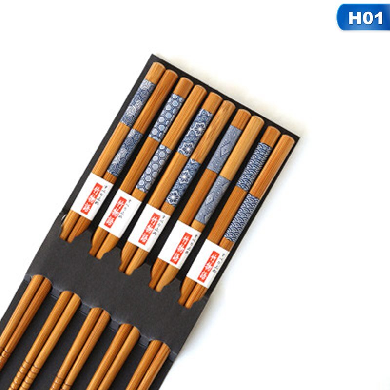 5 Pair Chopsticks Handmade Bamboo Japanese Natural Wood Chopsticks Sushi Food Multi Color Wooden Chopsticks Reusable: H01