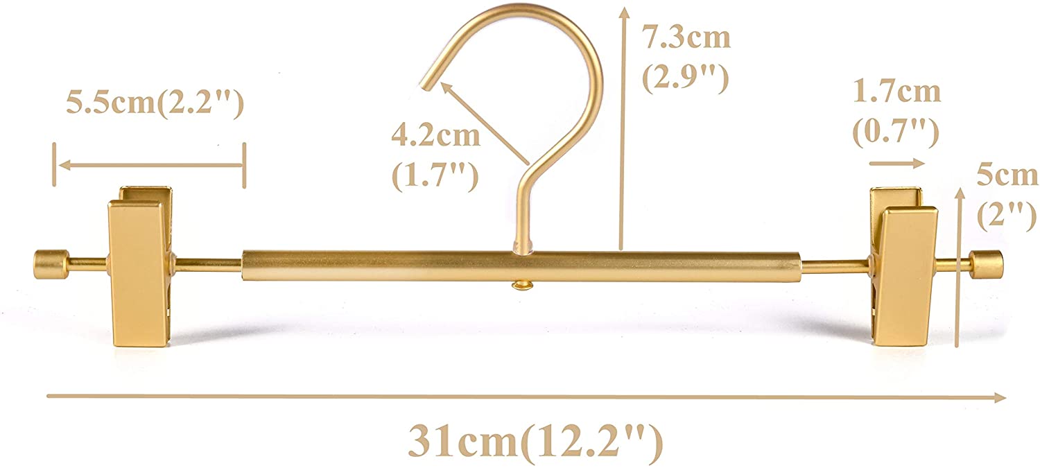 10 stücke Rose Gold/Goldene Aluminium legierung Metall schwer Pflicht Hosen Felsen locker KleiderbüGel, hosen KleiderbüGel mit Clips Gestell schwenken Haken