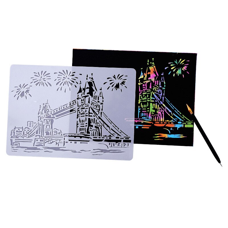 Szablon do wytłoczeń punktowych Pre Tracing linijka wieża eiffla Big Ben Spray/ściany ręcznie malowanie szablony DIY Scrapbooking dekoracja albumu