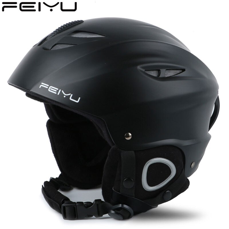 Outdoor veiligheidsskihelm voor volwassenen, integraal gevormde skihelm voor snowboard, skateboard, sneeuwskihelm voor motorfietsen: Matzwart / M(54-58cm)