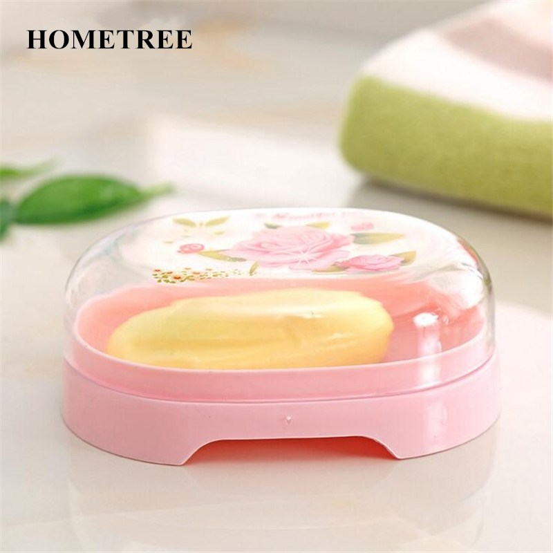 Hometree Rose Met Deksel Zeepbakje Box Case Houder Wassen Stofdicht Douche Huis Badkamer Accessoires Set zeepbakje H26