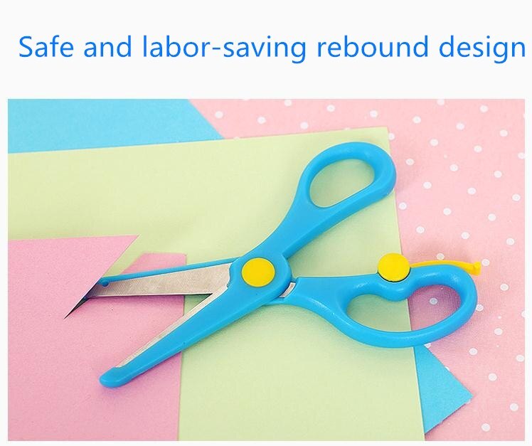 children's elastic labor-saving plastic safety round head scissors student paper cutting