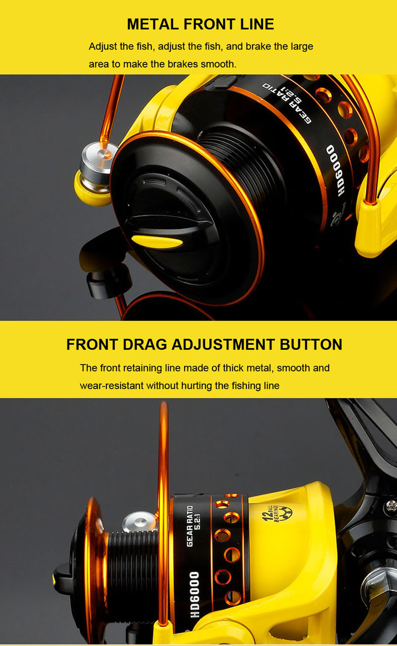 1000-7000 Bearings Fishing Reels Super Big Sea Fishing Wheel High Speed 5.2:1 Metal Spinning Reel Sea Fishing Fish Tool