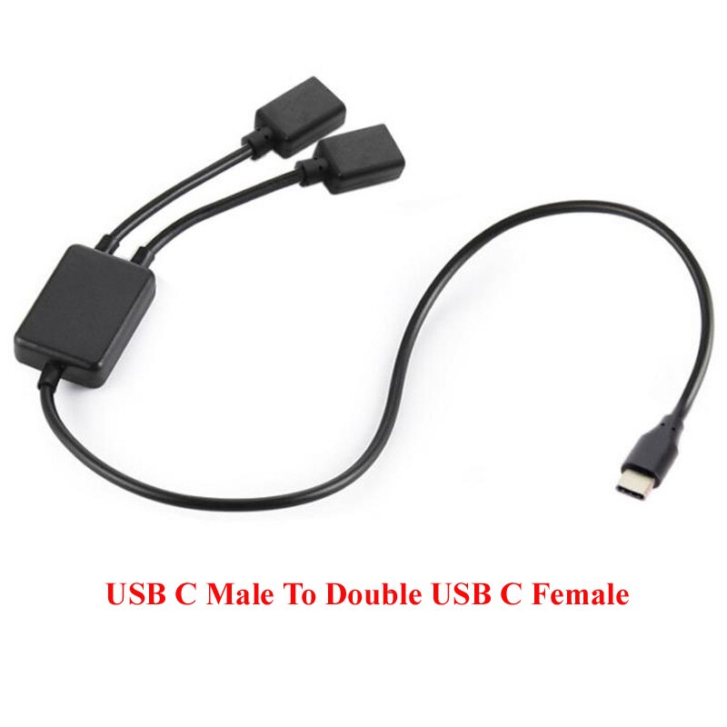 Zwart 0.3M 2-In-1 Hub Splitter Micro Usb/USB-C/Usb 2.0 Man-vrouw toetsenbord Muis Printer Aansluitkabel