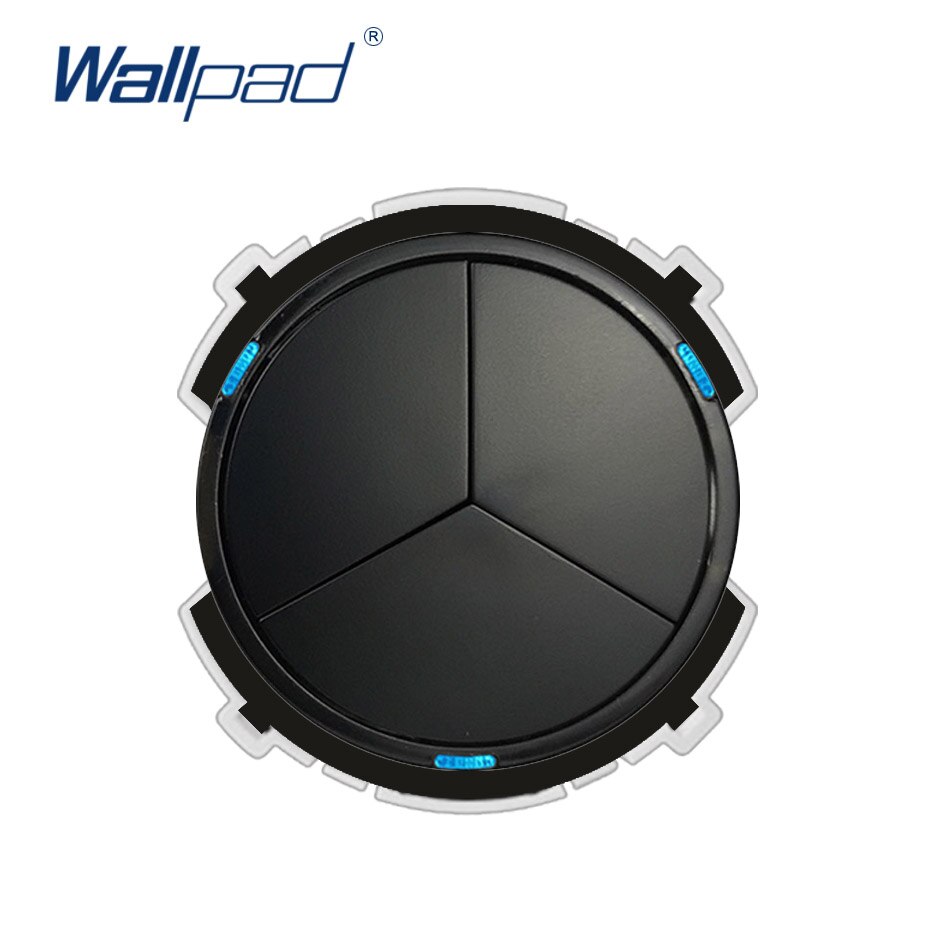 Wallpad 3 Gang 1 Way Wall Light Switch LED Indicator Function Key Only Free Combination: Black