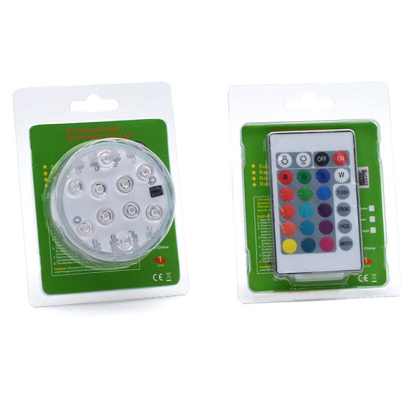 10 Led Remote Controlled Submersible Light Battery Operated Underwater Night Lamp