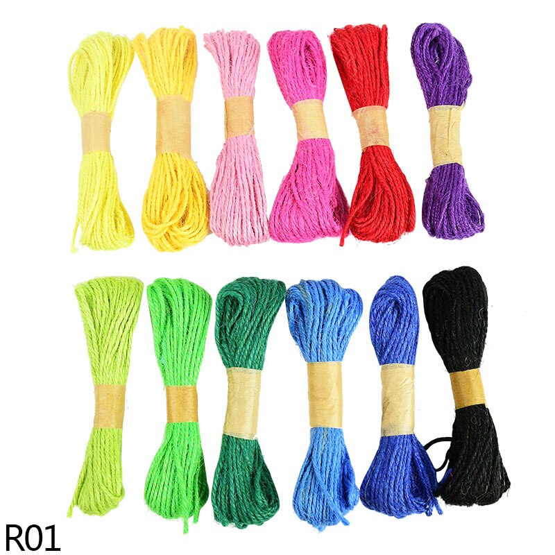 Corde en Jute naturelle de 10M, 12 pièces, ficelle en chanvre, pour emballage de de mariage, artisanat de bricolage pour fleuristes de scrapbooking: R01
