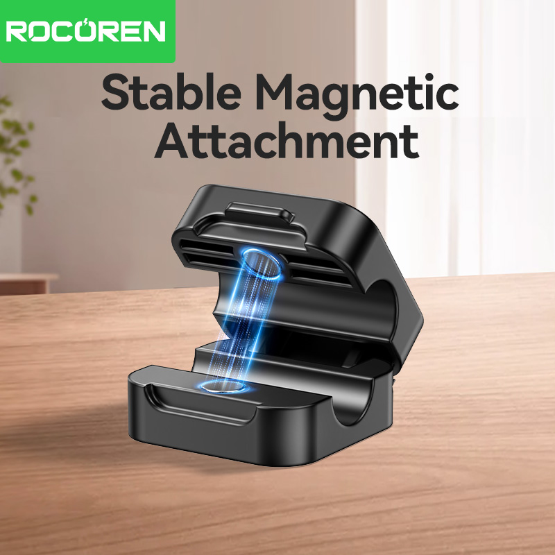 Rocoren Magnetic Cable Organizer Smooth Adjustable Cord Holder Magnet Desktop Cable Management Wire Protector Cable Clips Set