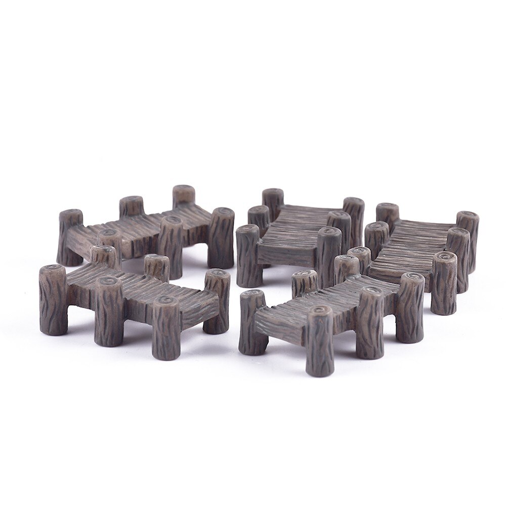 5 stk / sæt mini træbro fehave harpiks diy håndværk ornamenter miniatu mini bro mini ature terrarium