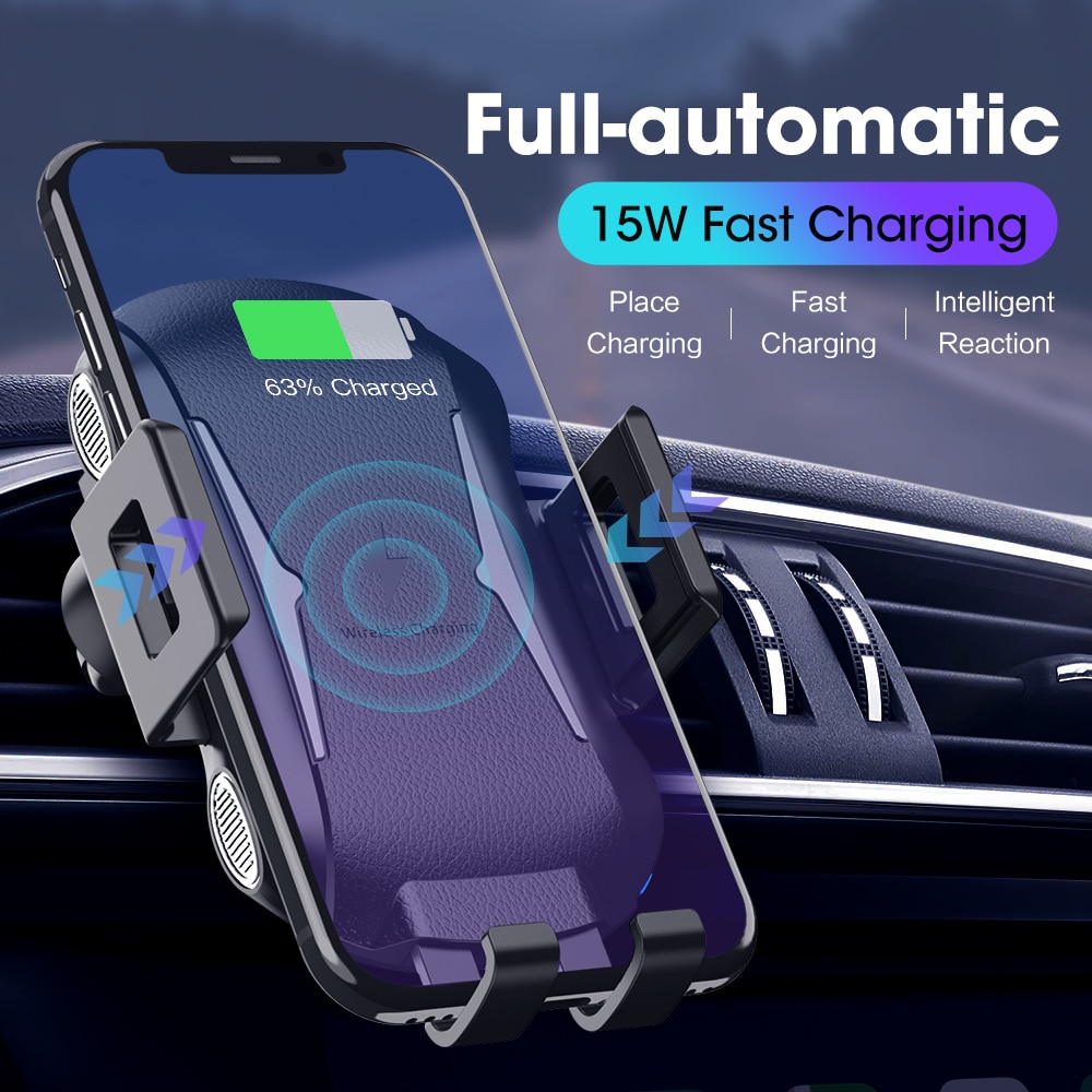 10W 15W Qi Car Wireless Charger Air Vent Mount Phone Holder Full-automatic Fast Charging For Samsung Galaxy S9 S10 iPhone X