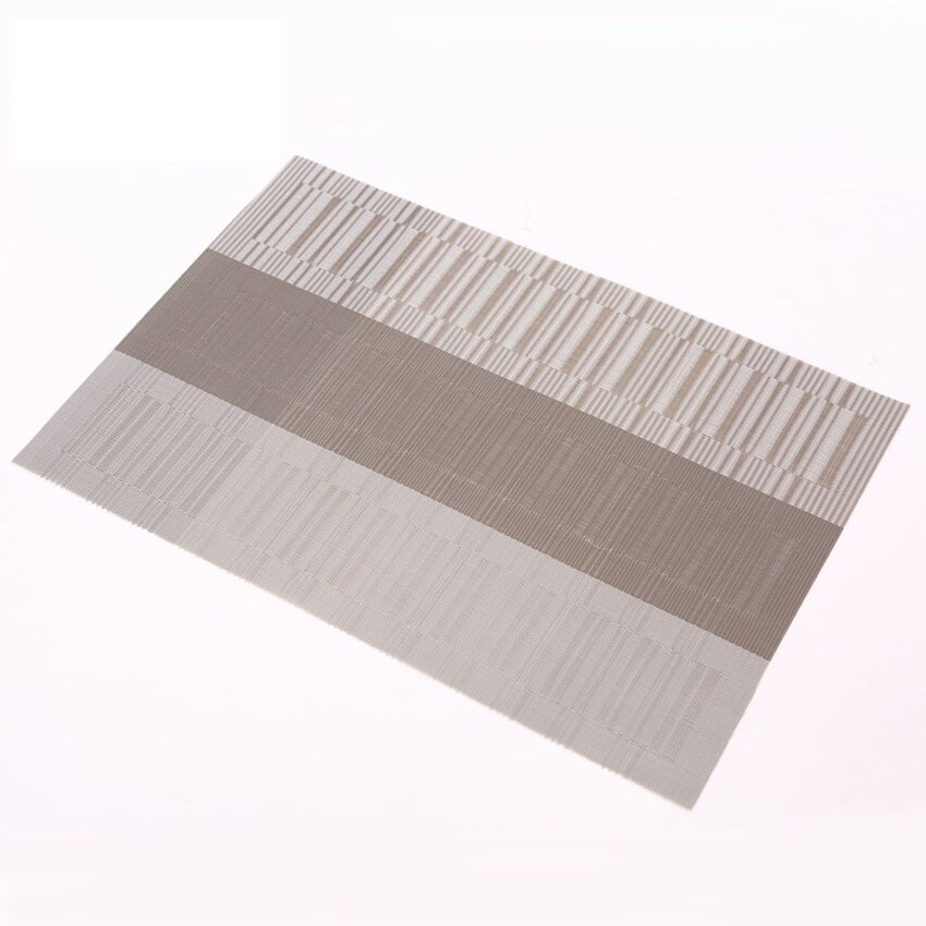 Whq 4 stk 40 x 30cm dækkeservietter pvc spisebordsmåtte skiveskålsunderlag vandtæt dugeunderlag moderne skridsikkert underlag: Grå stribe